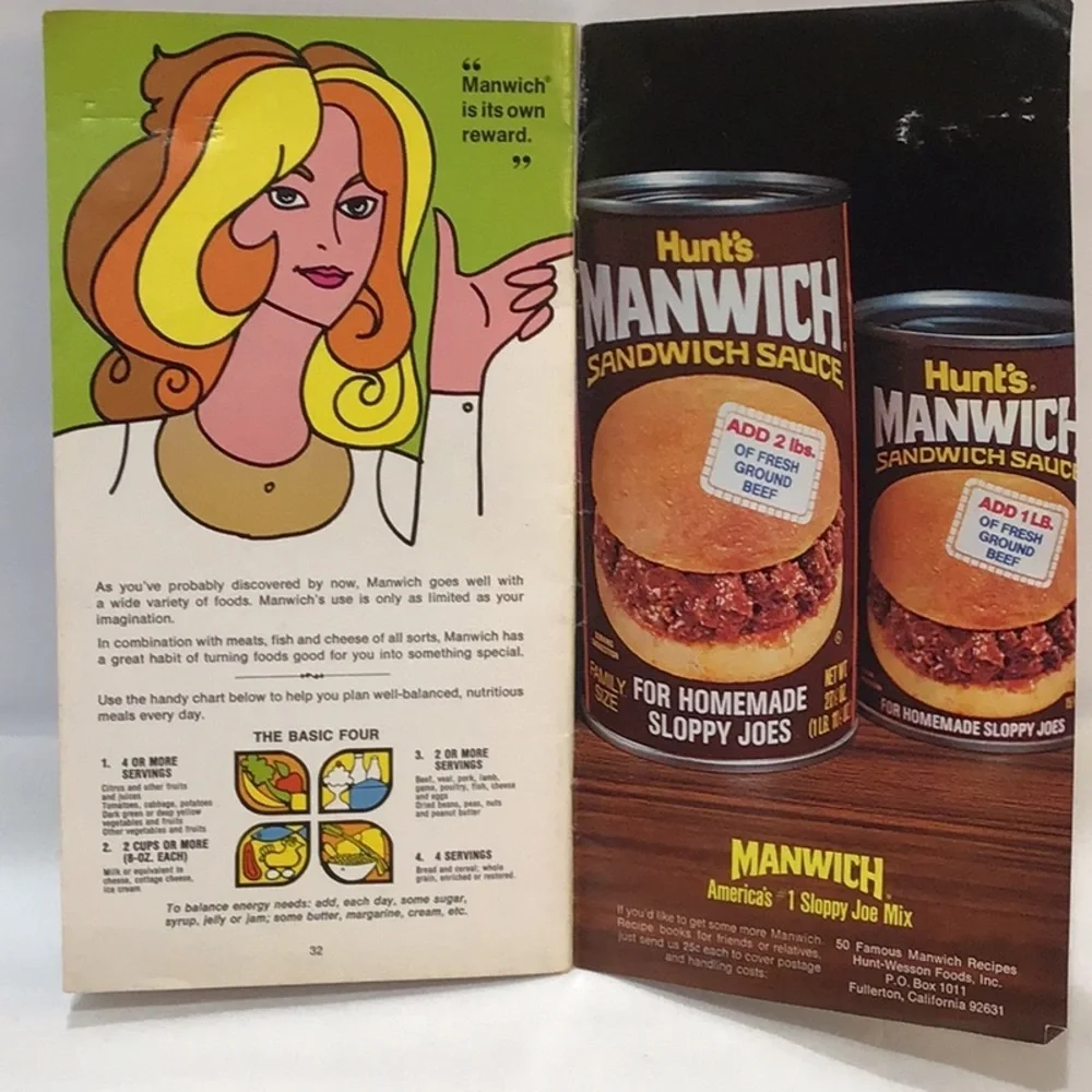 Pop Art Advertising Art recipe booklet 1974 “50 Famous Manwich Recipes”booklet